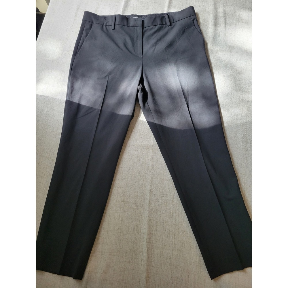 Theory Womens Black Tailored Flat Front Dress Pants Mid Rise Trousers sz 12 911